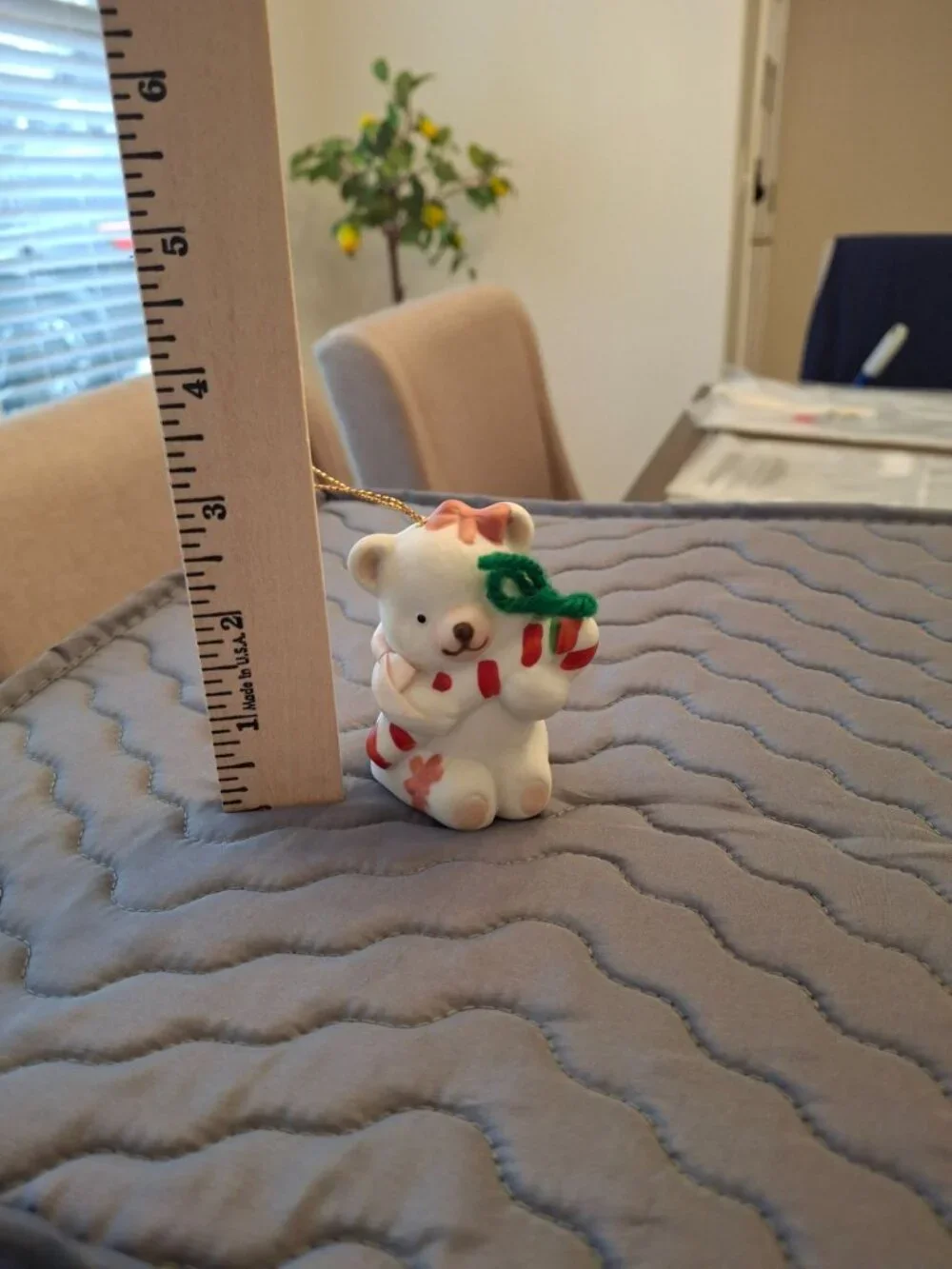 Vintage Teddy Bear Christmas Ornament Candy Cane Gift Holiday Tree Decor